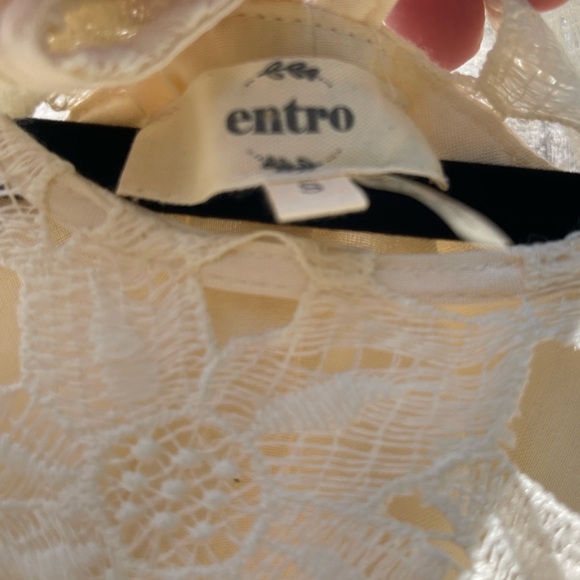 Entro Lace Detail Cream Dress Sz S - Picture 5 of 6